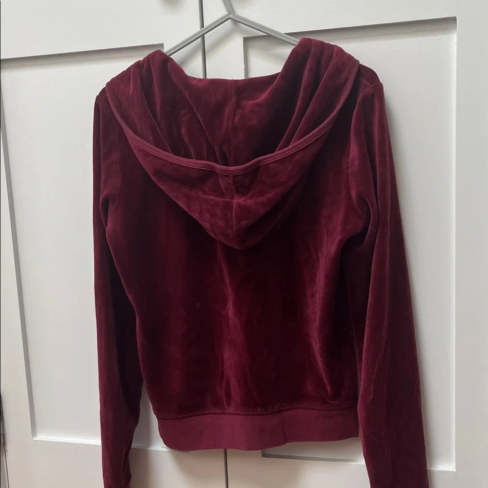 Juicy Couture Maroon Velvet Hoodie Y2K - Picture 2 of 6